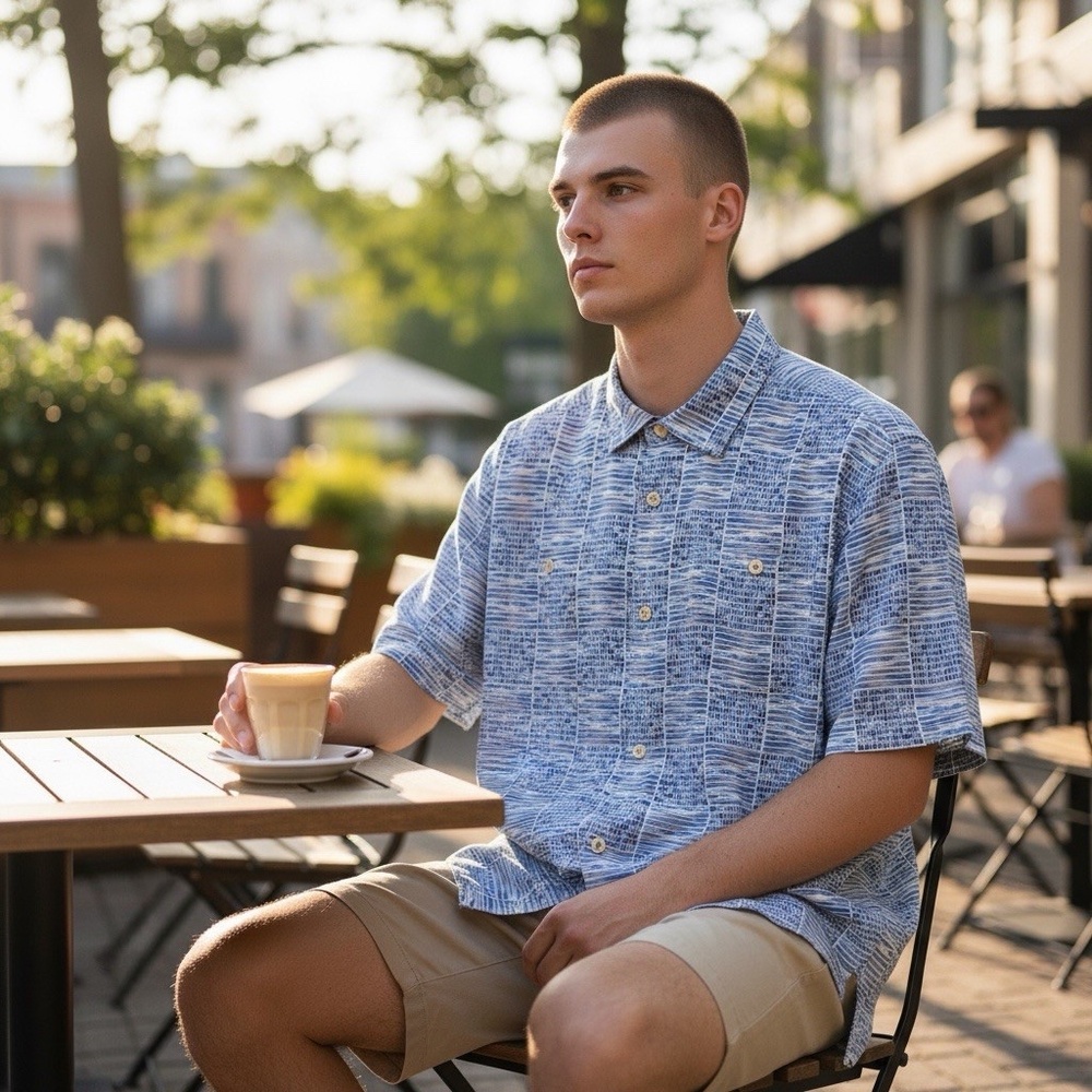 Tommy Bahama Mens Silk Blend Shirt Size XL Short Sleeves Blue